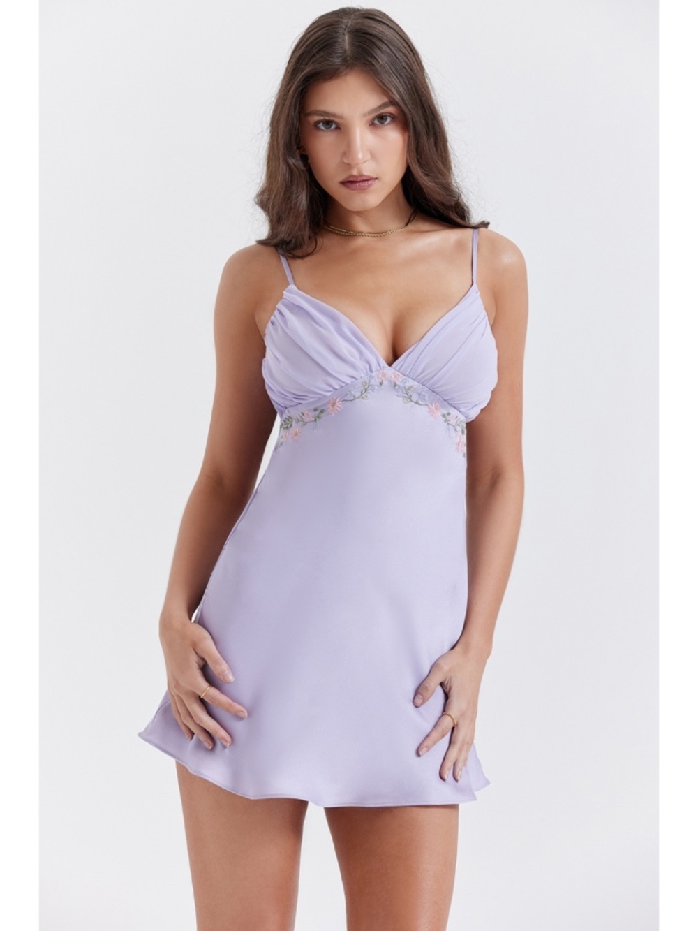 NEW House of CB Christa Embroidered Lavender Dress Large+ (XL) Plus Cup - Picture 8 of 17